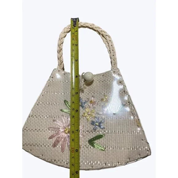 Girls Hand Embroidered White Vintage Bag W/Floral Design  Ages 2-7 Bag only - Picture 10 of 15